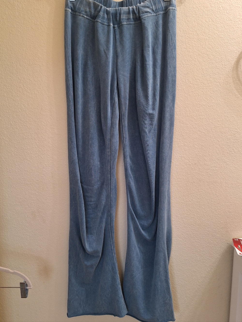 Wide Leg Cotton Blend  Raw Hem  Lounge Pants, Small - Picture 2 of 4